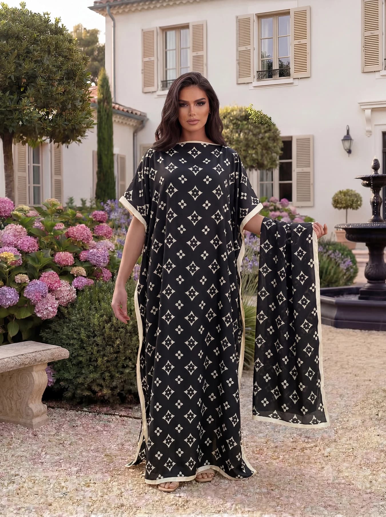 Abito Musulmano da Donna per Feste, Abbigliamento Europeo e Americano, Abaya Dubai, Vestito Lungo Africano con Stampa, Tunica Larga
