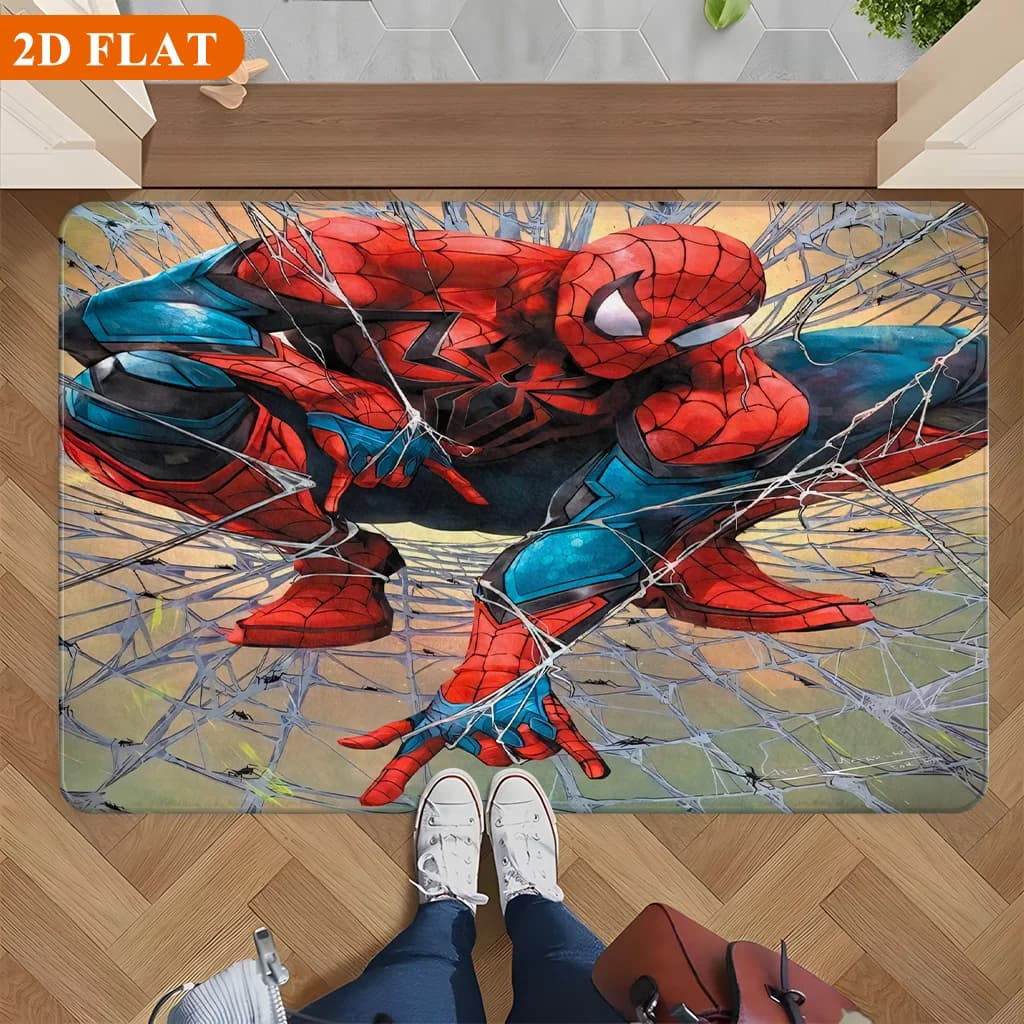 Tappetino da bagno 1 pezzo, Spider for Man Weaving Justice, tappetino rettangolare in flanella MARVEL, tappetino antiscivolo per bagno, decorazione divertente per la porta