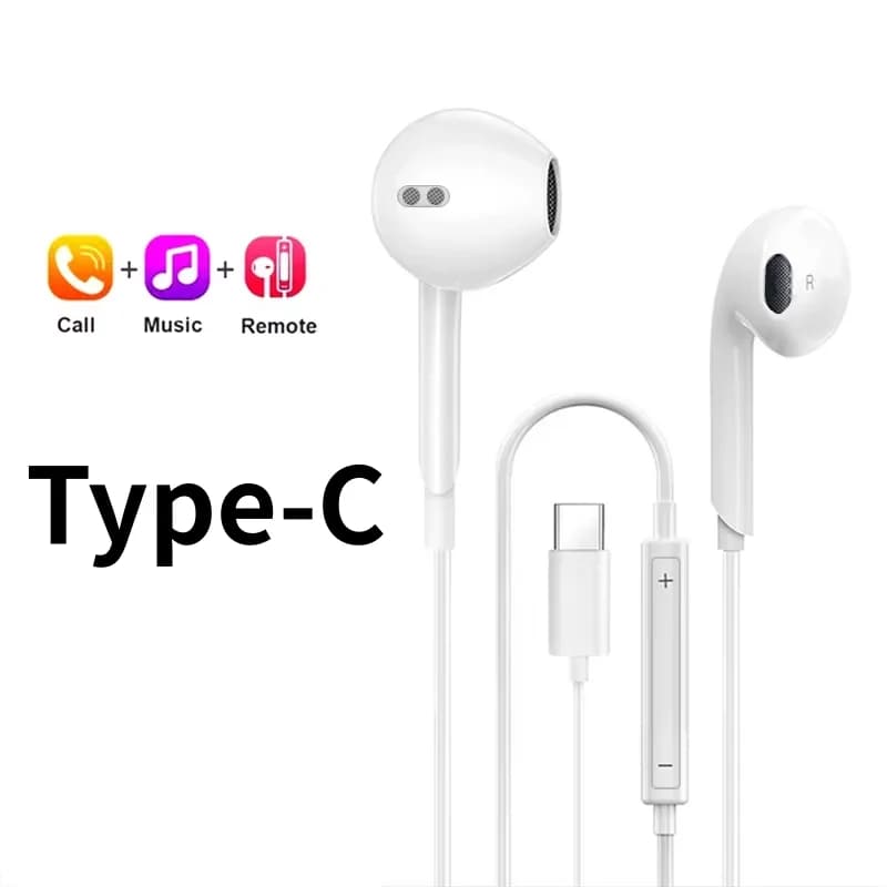 TypeC Wired headset suitable for iPhone15 16 Xiaomi speakers 17 15 14 13 12 3.5MM AUX Redmi K40 Huawei Samsung Laptop with microphone