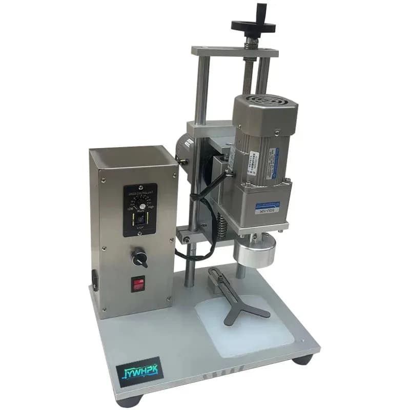 Automatic machine for closing food containers, table electric machine for closing plastic bottles, device for closing spray plugs and plugs for mineral water