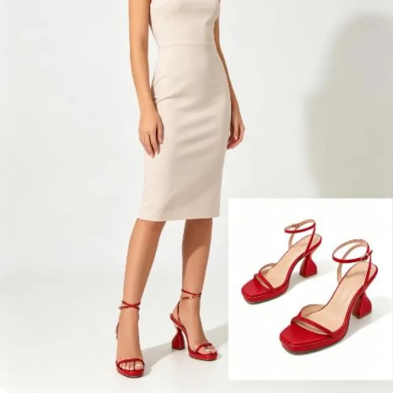 2026 New Summer Fashion Crystal Sandals Woman Ankle Buckle Strap Square Toe High Heels Wedding Party Shoes Zapatos De Mujer