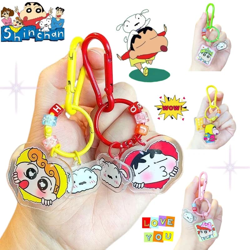 Crayon Shin-chan Cartoon Cute Love Keychain Acrylic Personalized Keychain Creative Fashion High-Looking Backpack Pendant Gift