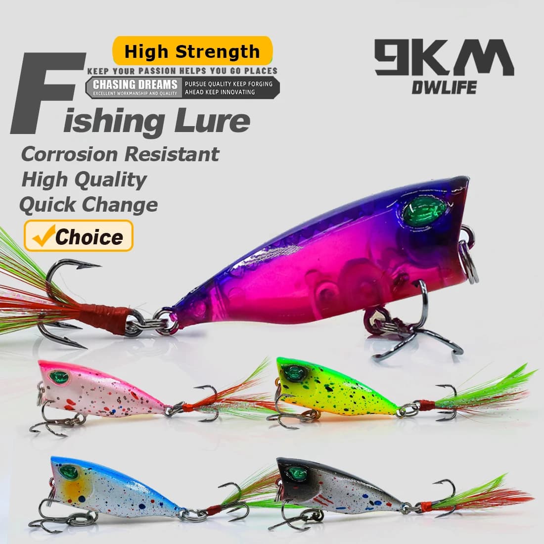Esche per pesciolini Popper Set Crankbaits 4g Esche rigide da pesca con amo triplo Swimbaits Barca Topwater Esche per trota Spigola Pesce persico