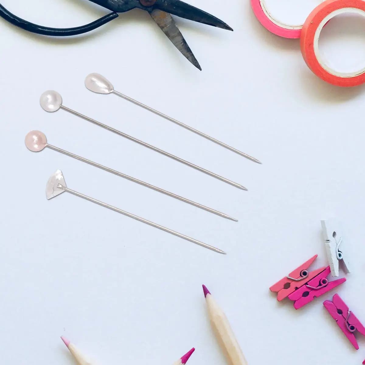 400Pcs Pearl Head Flat Straight Pins Stainless Steel Colorful Sewing Crafts Knitting Hats Shoes Bags Marking Decoration