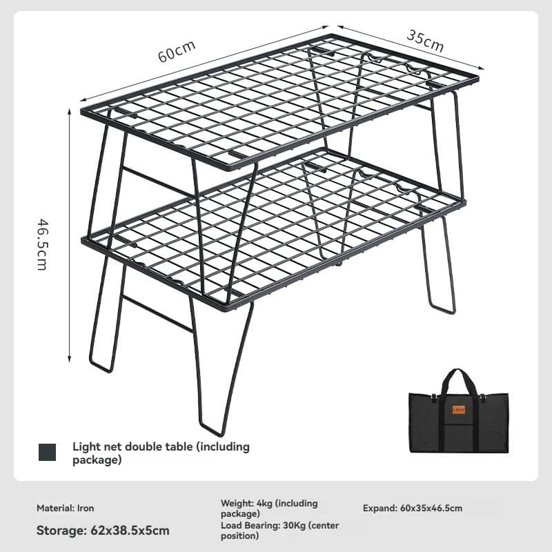 CAMPINGMOON T-235-2T Tavolo Pieghevole in Ferro a 2 Livelli, Leggero e Multifunzionale per Picnic e Campeggio all'Aperto