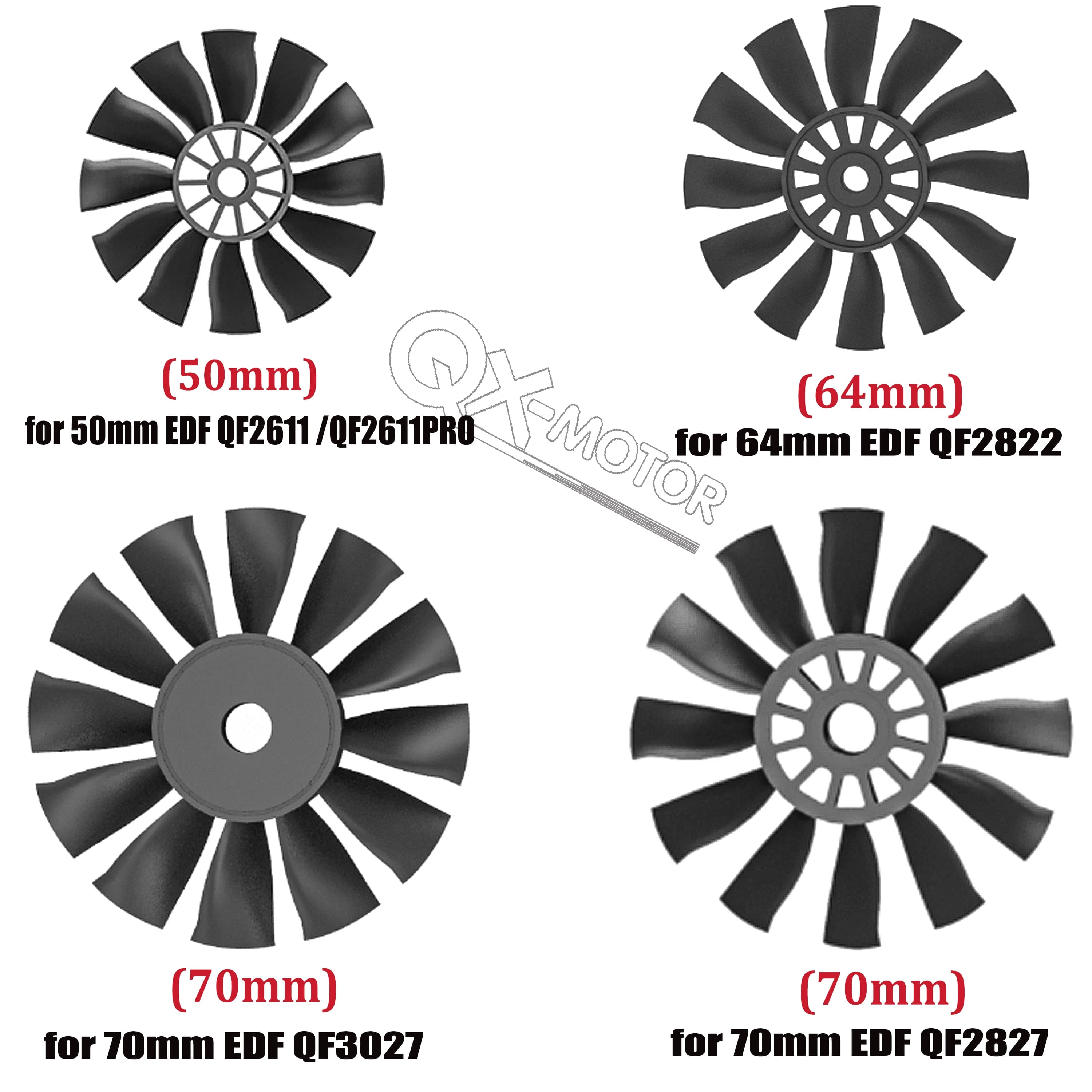 QX-MOTOR Pale per Ventola a 12 Lame CW CCW 70mm 64mm 50mm per Ventola Violenta Portatile EDF, Elicottero Multirotore, Parti per Droni ad Ala Fissa