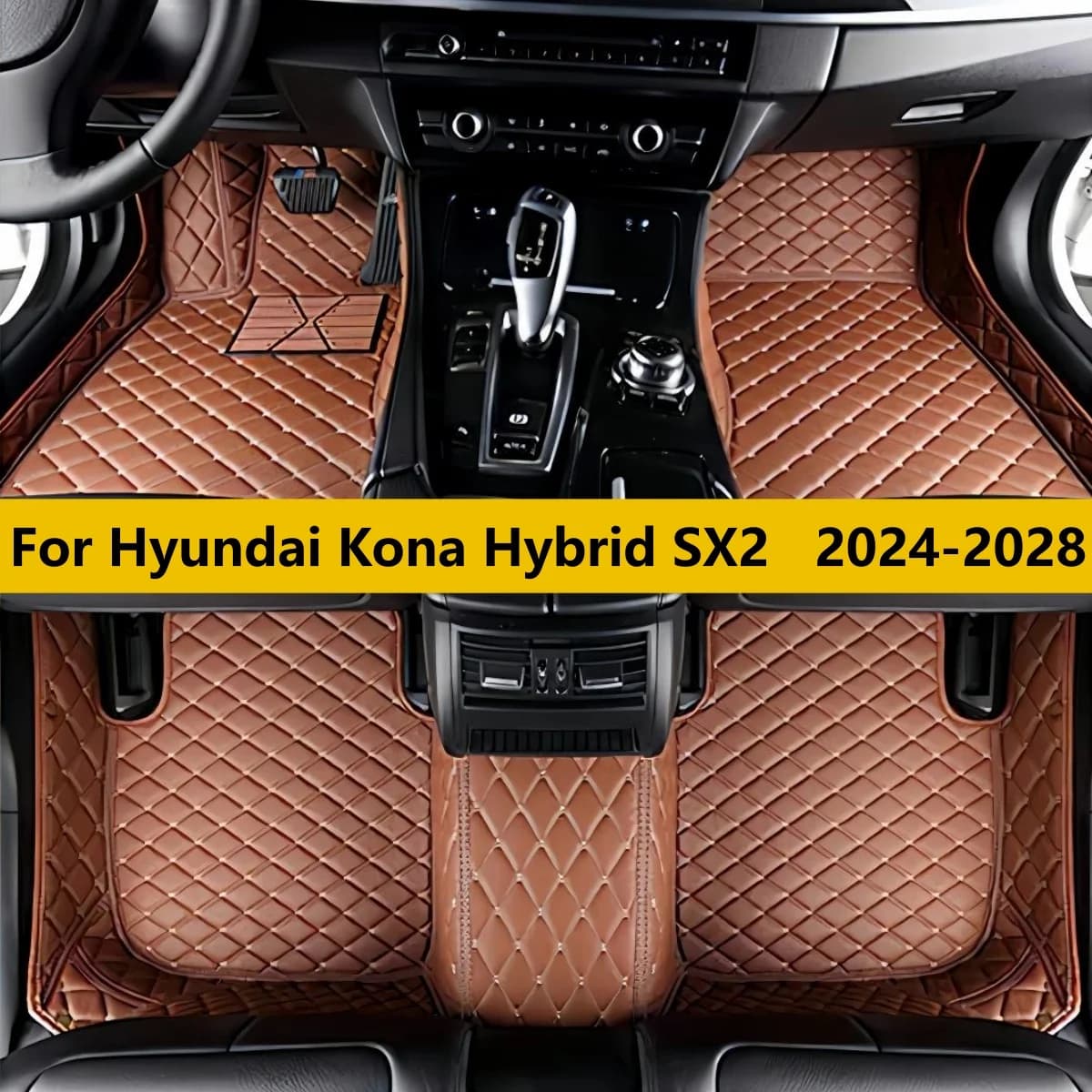 Tappetini per Auto Compatibili con Hyundai Kona Hybrid SX2 2024 2025 2026 2027 2028 Set Completo di Tappeti in Pelle per Auto