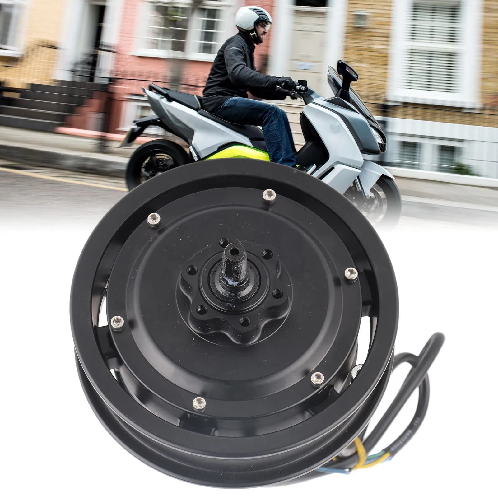 Motore del mozzo ruota con freno a disco senza spazzole da 10 pollici 1200W 1250RPM IP54 impermeabile per motore del mozzo senza spazzole per moto scooter elettrico
