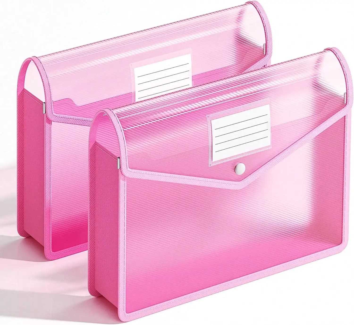 Confezione da 2 cartelle espandibili in plastica, buste trasparenti con chiusura a scatto, adatte per formato Letter/A4, per scuola/ufficio/casa/ospedale, senza divisori, grande capacità (Nero)