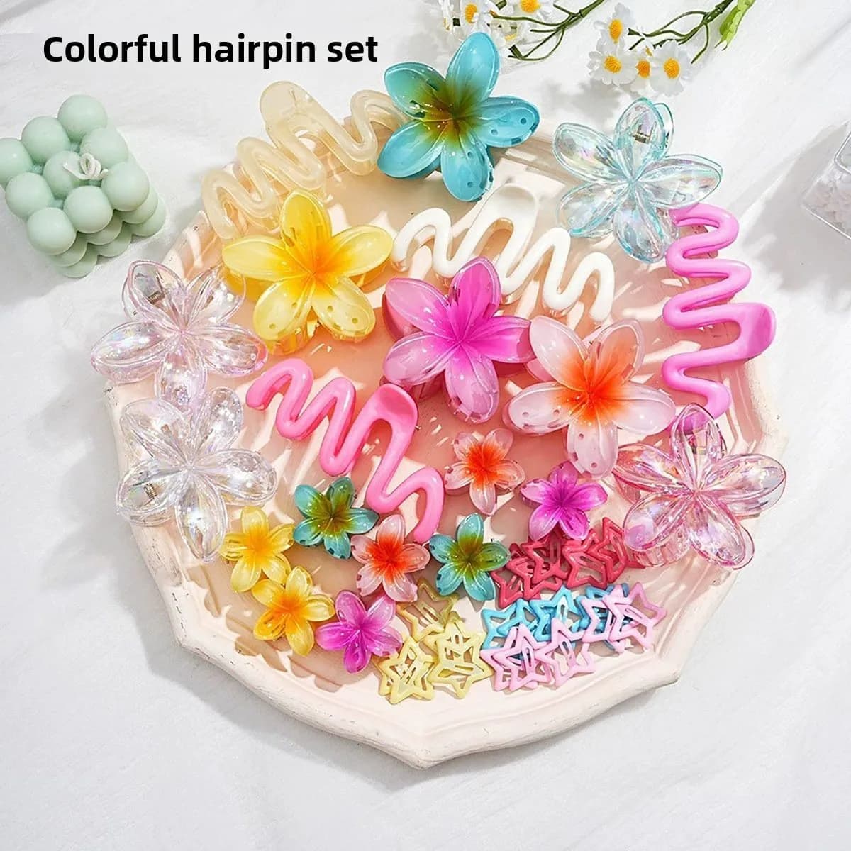 Hair Accessories Hair Clips Colorful Set Series Shark Clips 10 Pieces Set Egg Flower Grab Clips Headwear