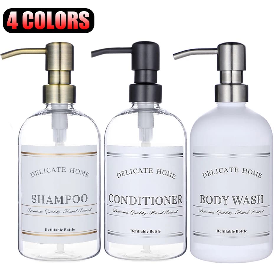 Dispenser di sapone da boticario Elegante bottiglia da doccia per bagno Pompa in plastica Bottiglia di plastica per shampoo balsamo Lavaggio del corpo