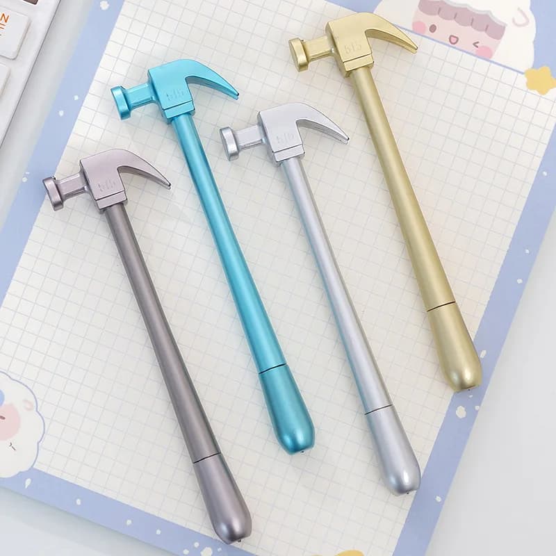 Penna gel Lytwtw Martello metallico Strumenti Cancelleria Simulazione creativa Forniture per ufficio scolastico Simpatico premio regalo divertente Kawaii