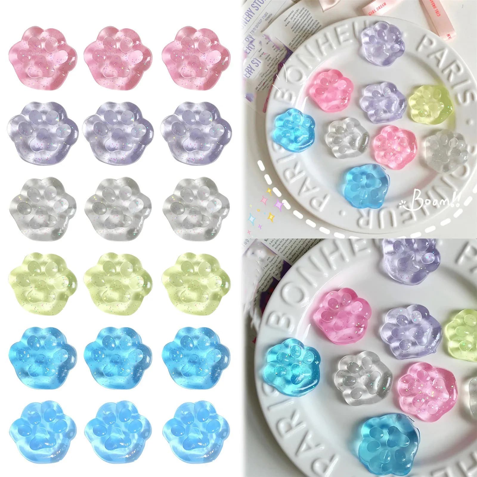New Squeeze Transparent Shiny Cat Paw Toy Simulation Simulation Reality Creative Quick Rebound Mini Cute Sensory Toy Gift