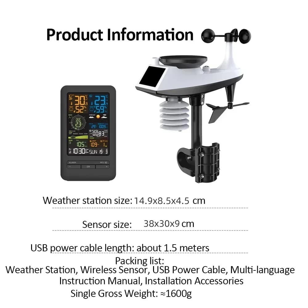 Intelligent weather station WiFi Digital thermometer for smart home with sensor Temperature Humidity Date Luminous Index Air Quality Monitor