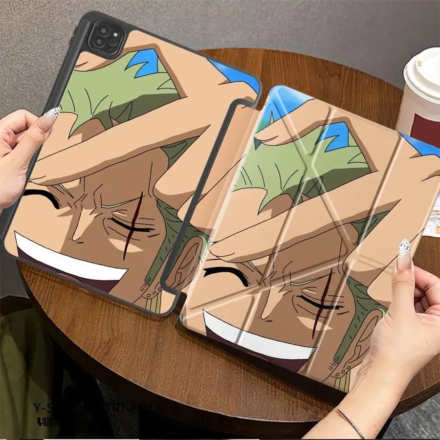 Custodia per Tablet One Piece Zoro Luffy per iPad Pro 11, 10, 9, 8, 7, 12.9 pollici Pro 2025, Mini 6, 7, Air 4, 5, M3, M2, 1, 2, M4, 11 pollici