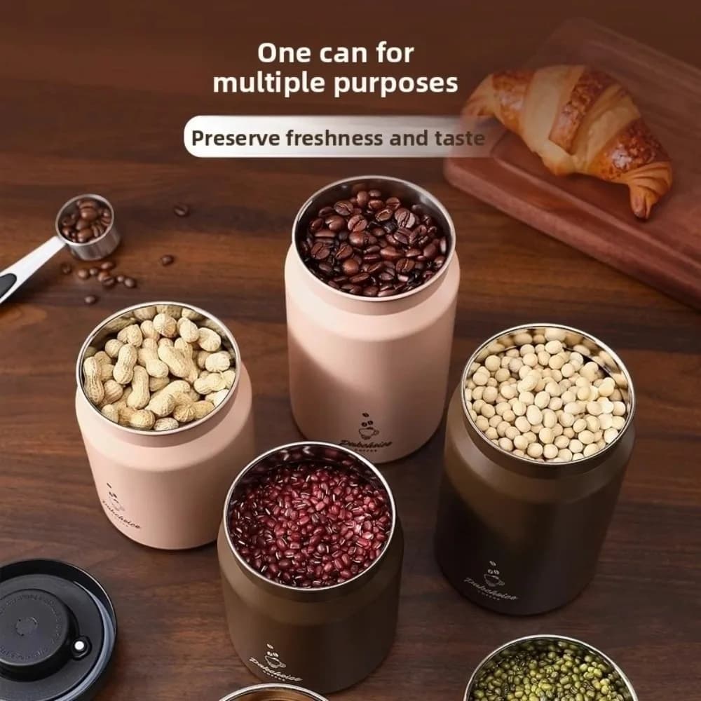 316 Stainless Steel Vacuum Coffee Storage Container Moisture-proof Keep Fresh Light-proof Tea Jar Kitchen Tool Food Storage Jar