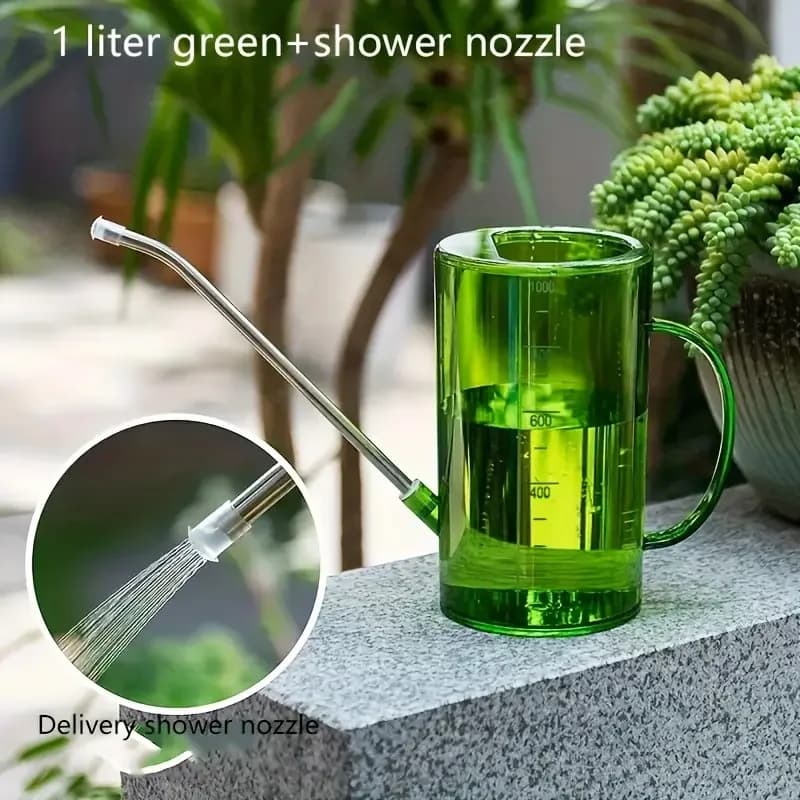 Beccuccio Lungo da 1L con Set di Paletta da Giardinaggio, Vaso per Irrigazione e Spruzzatura per Piante da Interno ed Esterno, Fiori e Ufficio