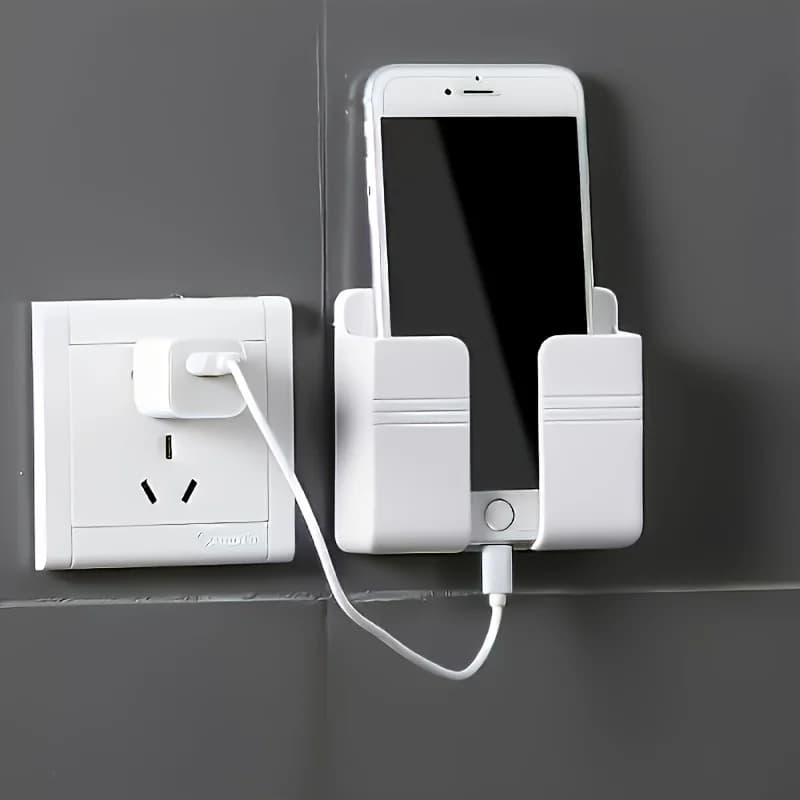 Supporto di ricarica per telefono cellulare non perforato montato a parete con scatola di immagazzinaggio 1PC, supporto per telecomando