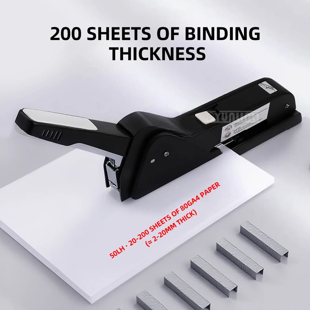 50LH Long Arm Saddle Stapler – 200 Sheets, Heavy Duty, Large Format Middle Seam / Booklet Stapler, Effort-Saving Stapling