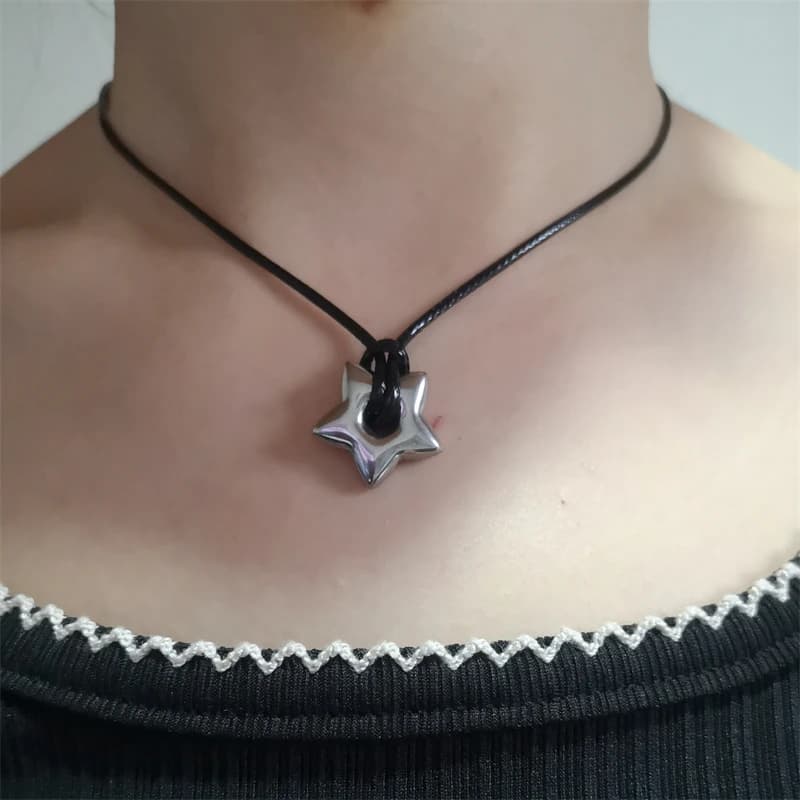 Collana Vintage Y2K con Ciondolo a Stella Pentagramma, Collane per Donna e Uomo, Girocollo Hip Hop, Catena per Clavicola, Gioielli da Festa, Regalo