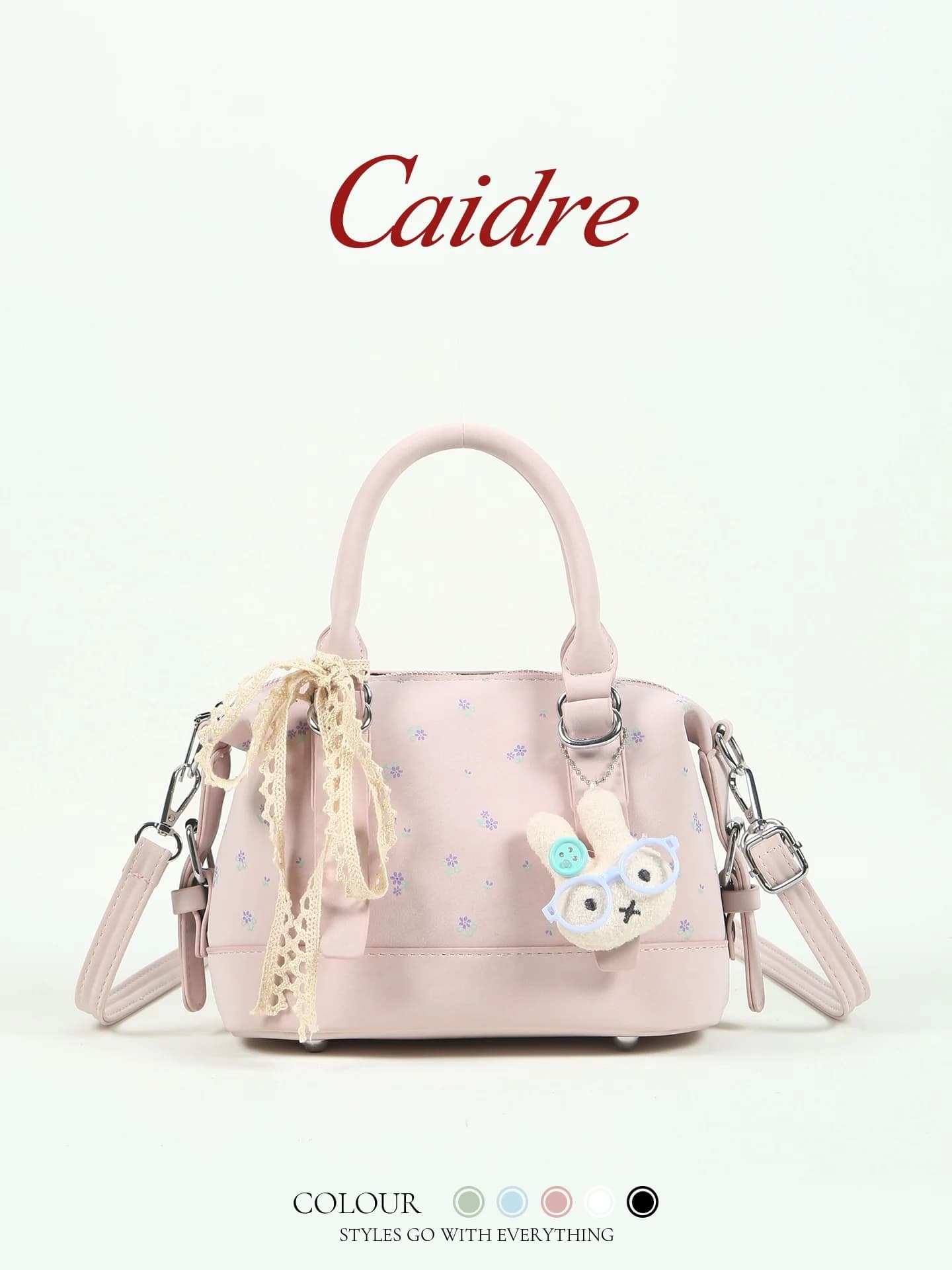 Borsa a Tracolla Piccola da Donna Caidre con Motivo Floreale a Pois, Regalo di Compleanno, Stile Coreano Casual in Pelle PU