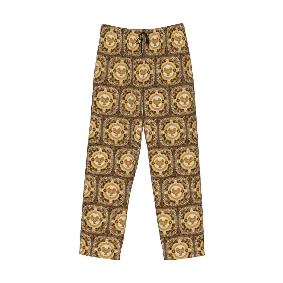 Pantaloni da pigiama barocchi con medaglione dorato decorativo personalizzato Pantaloni da pigiama da uomo con tasche