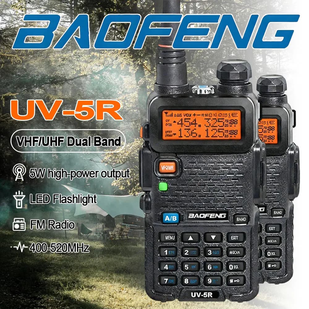 Ricetrasmittente Baofeng UV 5R 5W 8W Dual Band, Radio Bidirezionale VHF UHF FM, Ricetrasmettitore Portatile per Caccia 16KM