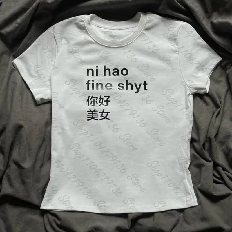 2000s Aesthetic Harajuku Letter Print Pattern Crop Tops Streetwear Y2K Style Punk Gothic Vintage Short Sleeve T shirts Emo Girls