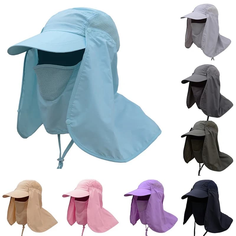 Summer Men Women Fishing Flap Caps Quick Dry parasole protezione UV cappelli rimovibili per la copertura del collo dell'orecchio