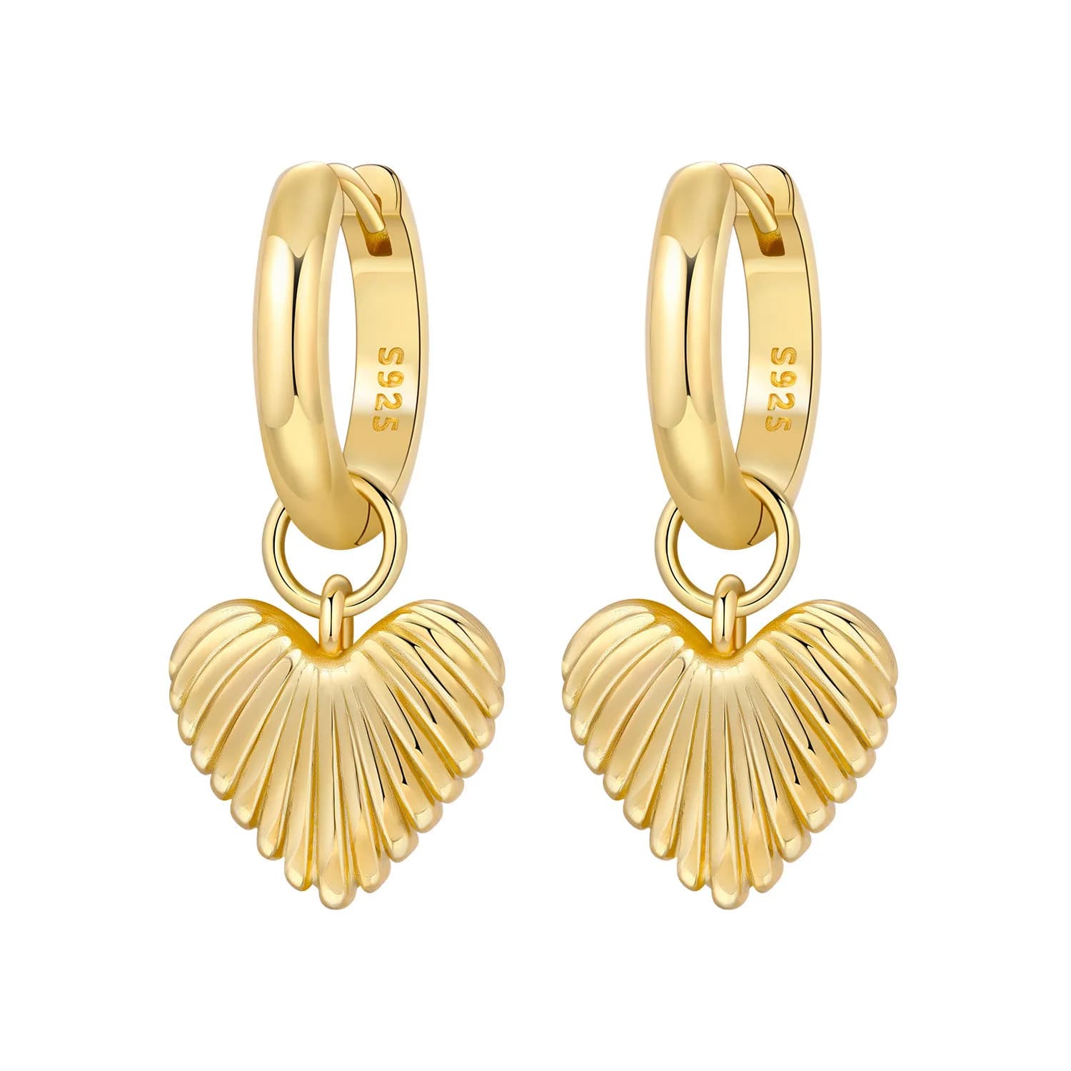CYCUFF Orecchini pendenti a forma di cuore semplici in argento sterling 925 e oro 18 carati, orecchini da donna, gioielli alla moda versatili per feste e regali
