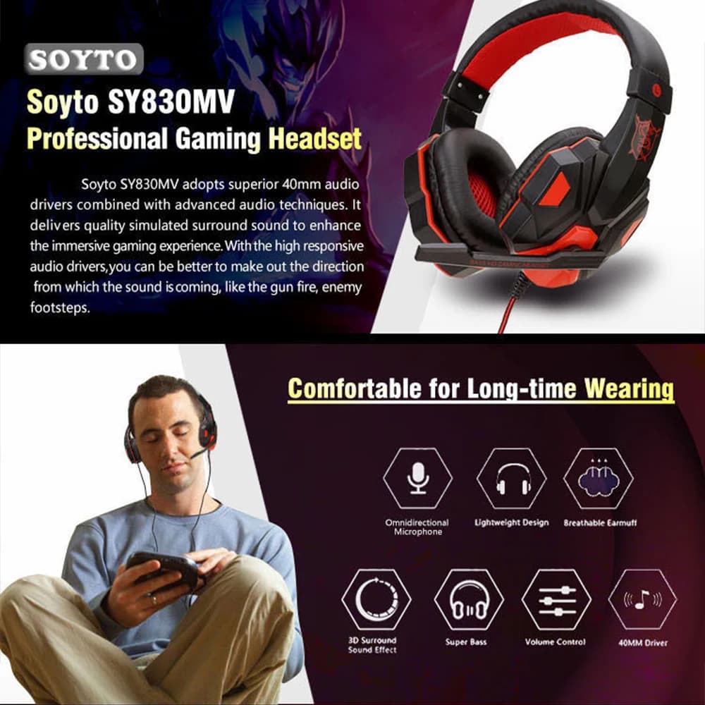 Cuffia da gioco cablata 120 ° Cuffia con microfono con cancellazione del rumore regolabile Per PC/PS4/PS5/Xbox/ecc.
