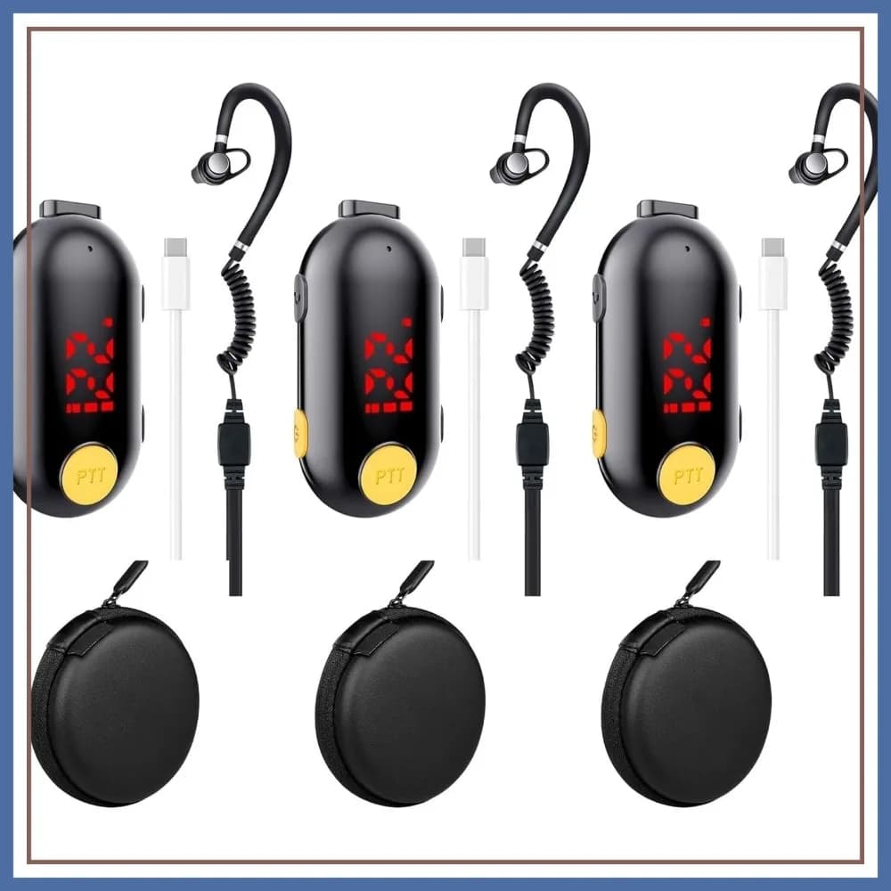 Mini Walkie Talkie Ricaricabili con Auricolari, Set da 3 Radio Bidirezionali per Lavoro di Squadra all'Aperto, Ristoranti, Comunicazione nel Baseball