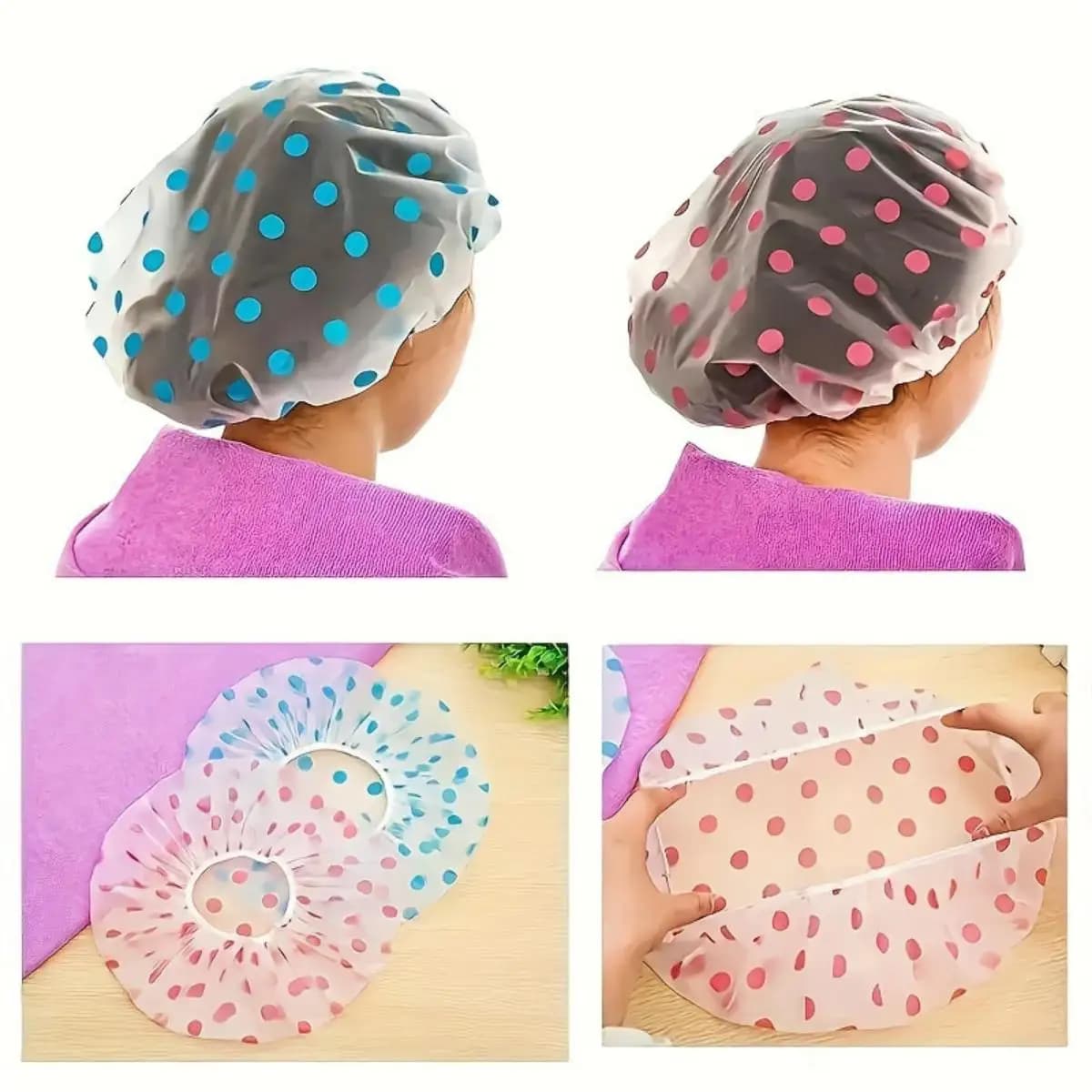 1/5 pz Cuffia da doccia impermeabile per capelli lunghi, per uso domestico, protezione dagli fumi della cucina, cappello igienico