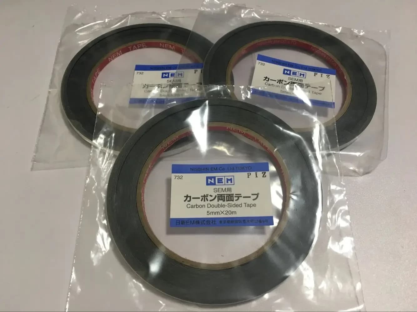 Microscopio elettronico a nastro conduttivo in carbonio SEM importato dal giappone Nissin Double-sided 5mm 8mm 12mm * 20m