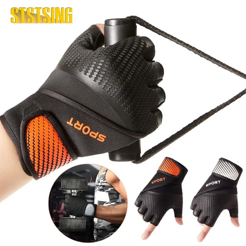1 pair of gym workout gloves for weight lifting with support to wrap the wrist, complete palm protection and Extra handles for Fitness,Pull-up