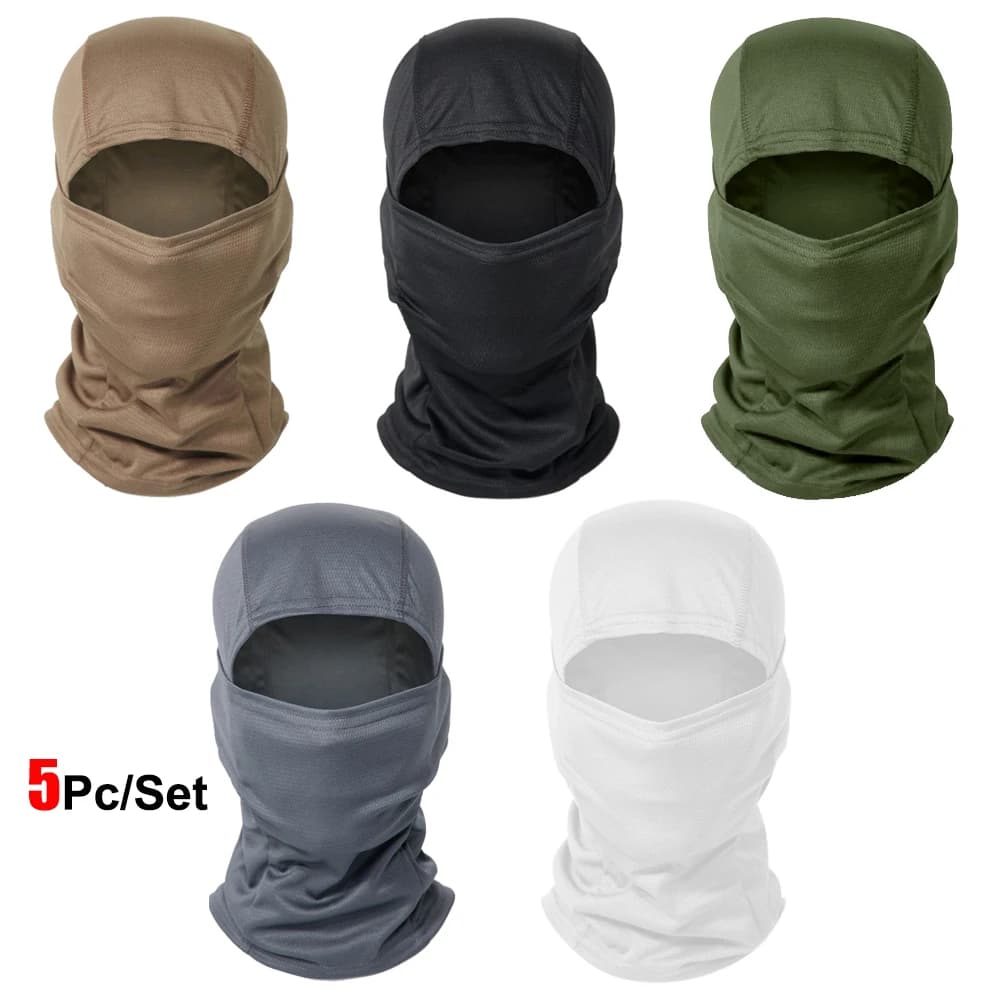 Set da 5 Pezzi: Balaclava da Ciclismo, Bandana da Moto, Scaldacollo, Cappello Sciarpa Anti-UV per Sport all'Aperto, Pesca, Escursionismo