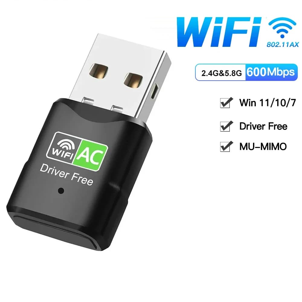 Adattatore Wifi USB scheda di rete Wireless da 600Mbps 2.4G e 5.8GHz adattatore WiFi per PC Ethernet USB Lan 300Mbps Dongle Wifi ricevitore Wifi AC