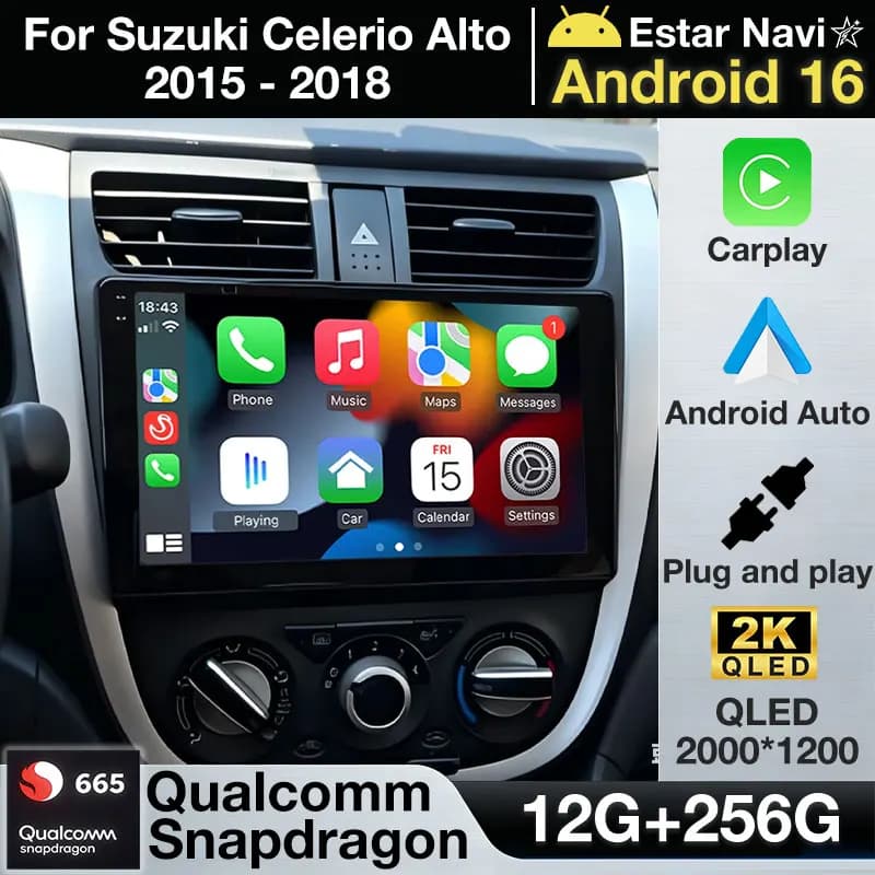 Android 16 CarPlay For Suzuki Celerio Alto 2015 - 2018 Car Radio Multimedia Video Player Stereo GPS Navigation 2 din Autoradio
