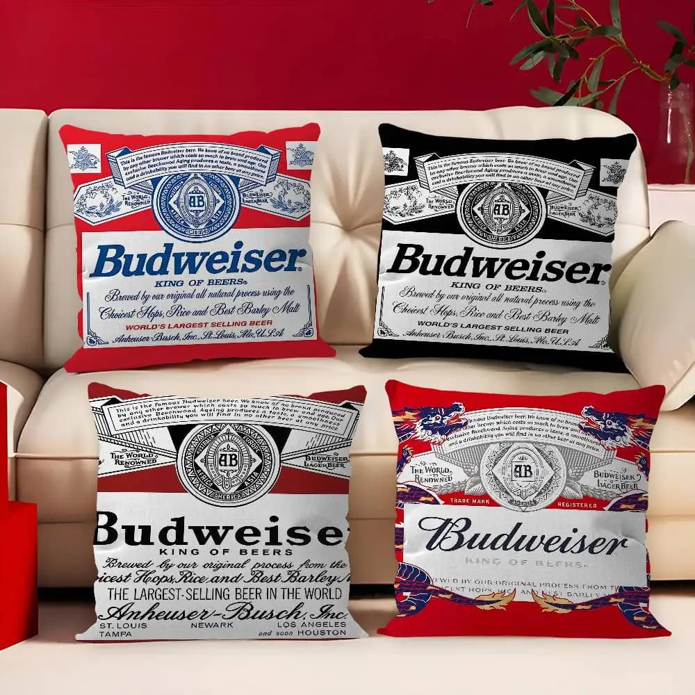 King Of Beer B-Budweiser Pillow Gifts Home Office Furnishings Bedroom Sofa Car Cushion Cover case 45x45cm