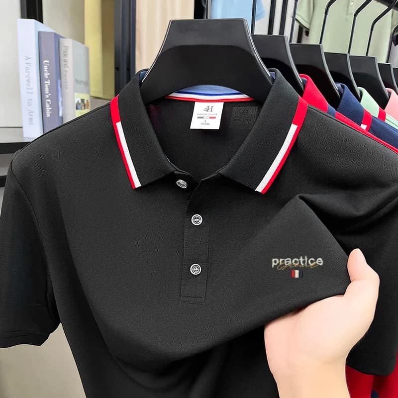 Ice Silk Men's New Luxury Quick-dry Breathable Polo Shirt Golf Business Daily Casual Summer Short Sleeve Premium Embroidered Tee