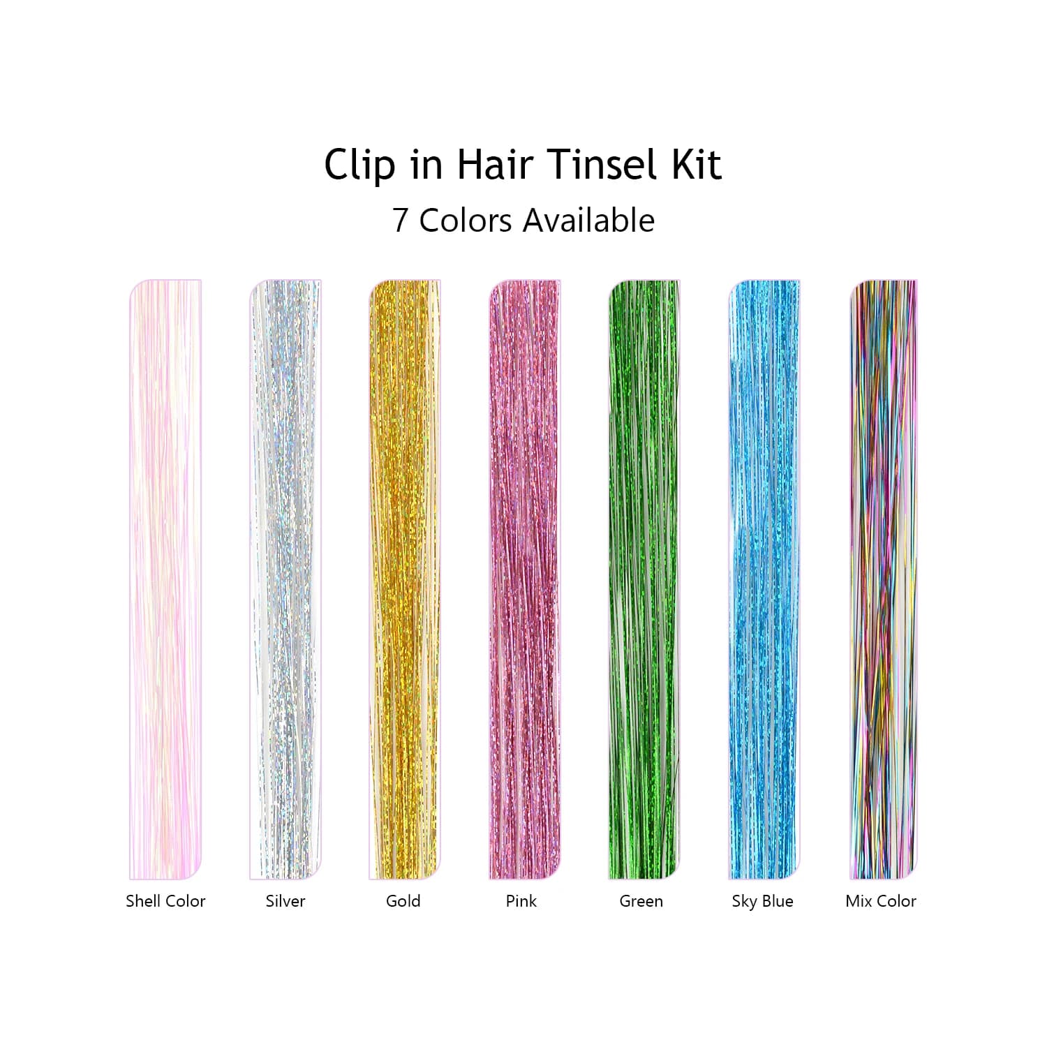 6 pezzi clip in kit orpelli per capelli 20,5 pollici resistenti al calore glitter orpelli estensioni dei capelli orpelli per capelli fata per donne ragazze festa