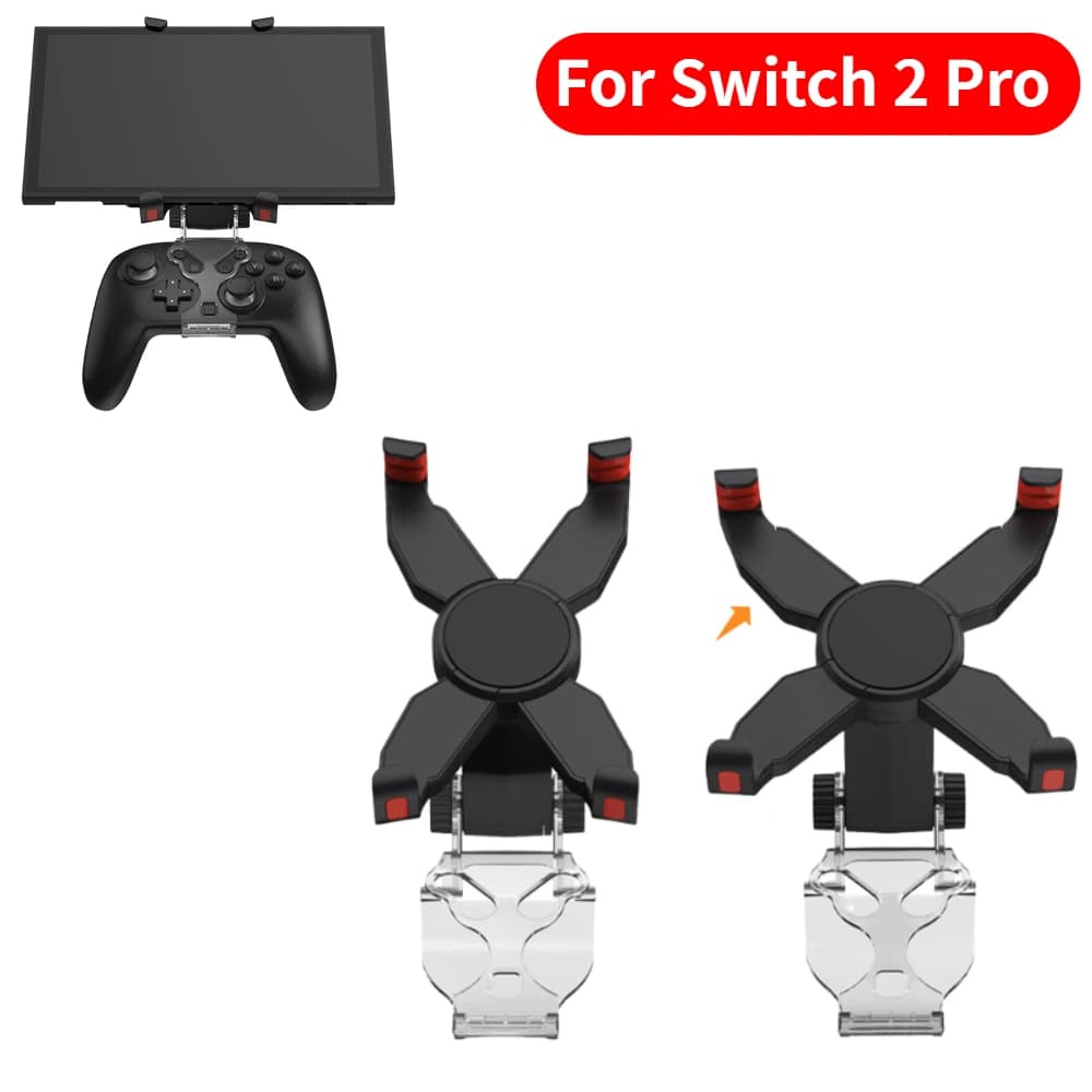 For Switch 2 Pro Console Monitor and Controller Mounting Clip Adjustable Handle Rotating Brace for Switch 2 Pro Handle Accessories