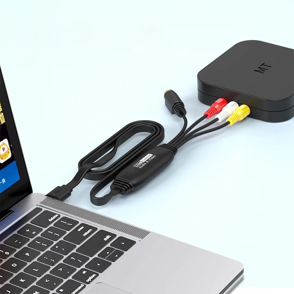 Scheda di acquisizione video USB per VHS, VCR, TV, DVD - Adattatore da USB a AV, Convertitore video da RCA a USB per Mac/PC
