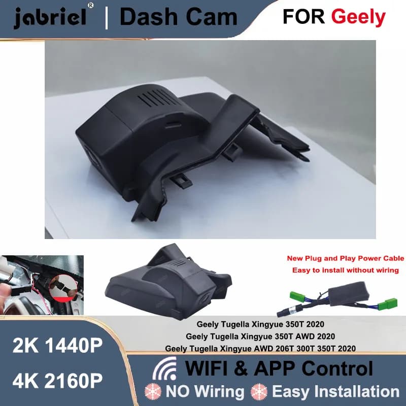 Telecamera DVR per auto anteriore e posteriore 4K WiFi Plug and Play per Geely Tugella Xingyue AWD 206T 300T 350T 2020