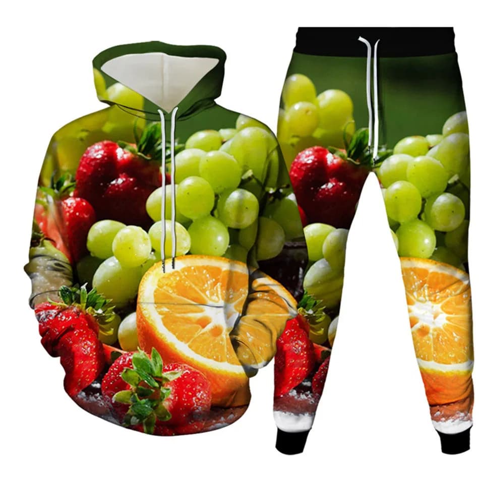 3D Printed Fruit Hoodie Autumn Man Fashion Hoodie Casual Two Piece Men's Clothing