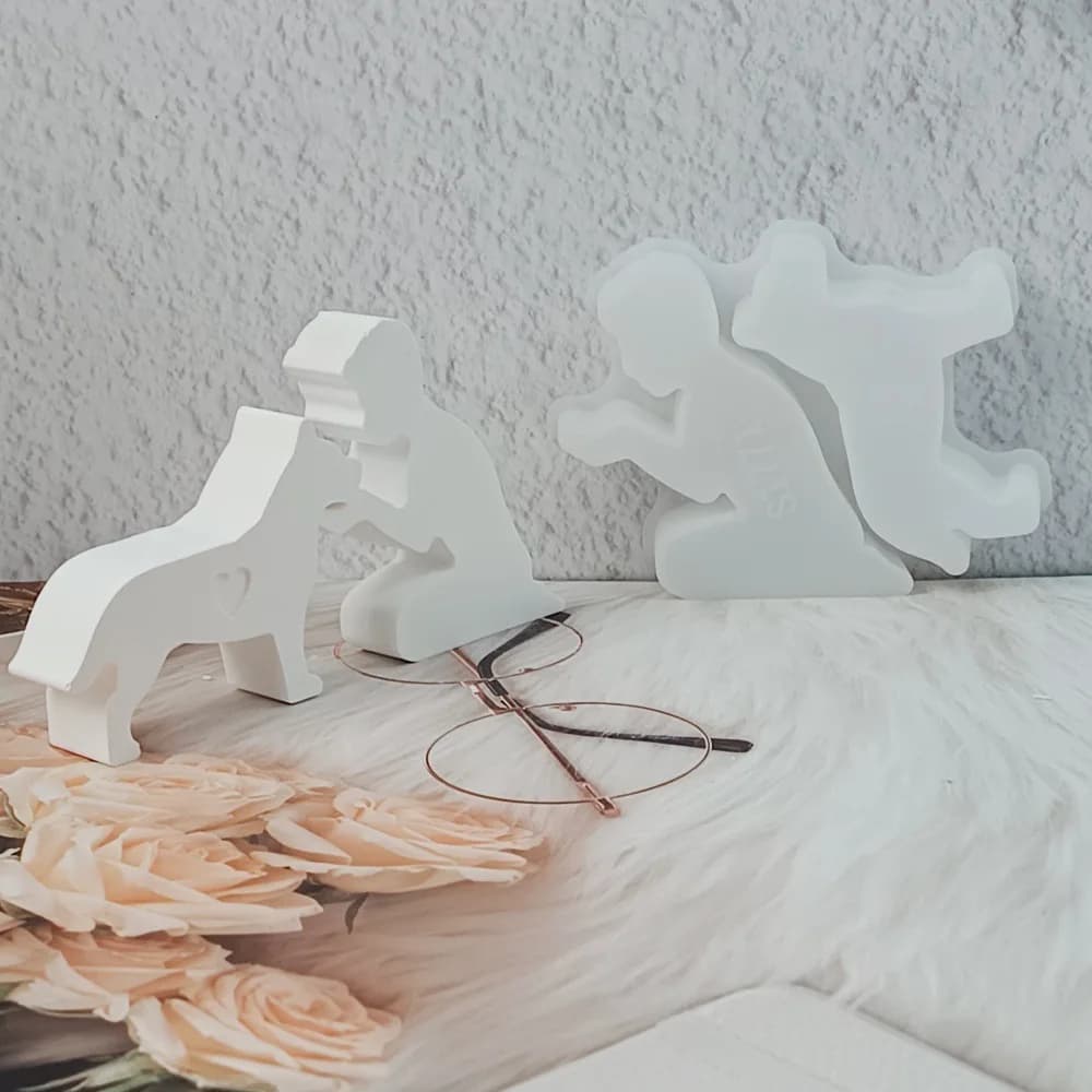 Silicone mold for boy and puppy, home decoration DIY, perfumed soap, candle, silica mold, craft ornament, children's dog, UV epoxy resin mold