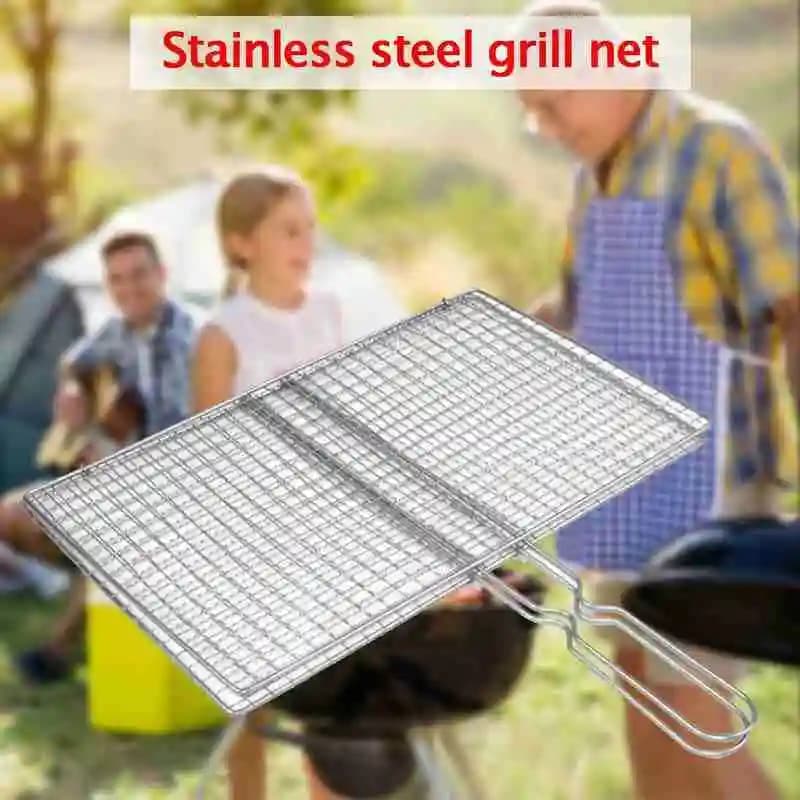 Barbecue Grill Basket Non Stick Iron Mesh Fish Vegetable Meat Clip Portable Charcoal Outdoor Camping Picnic BBQ Tools