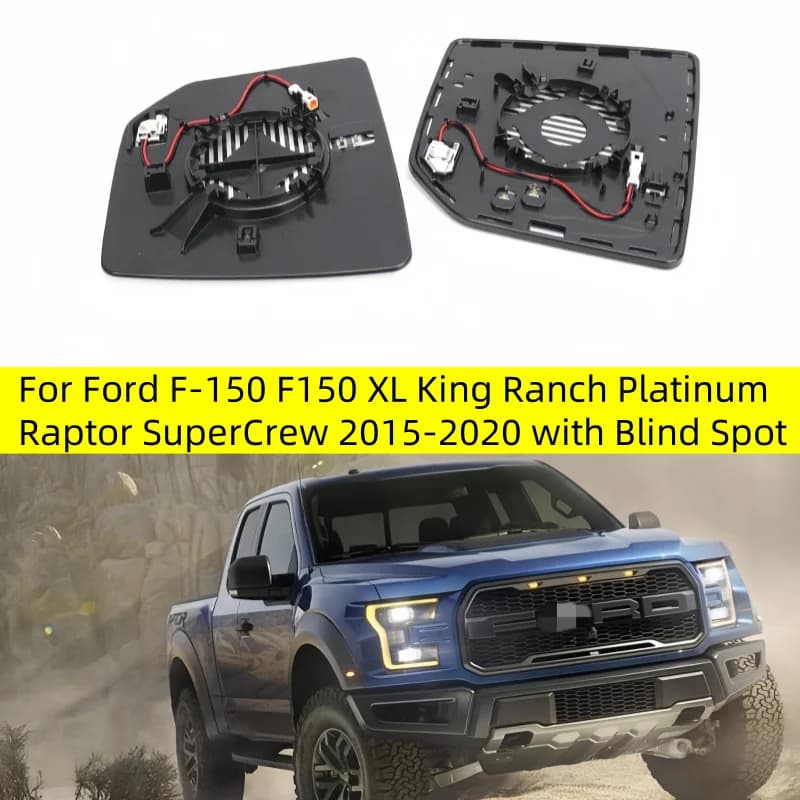 For Ford F-150 F150 XL King Ranch Platinum Raptor SuperCrew 2015-2020 with Blind Spot Side Heated Clear Door Wing Mirror Glass
