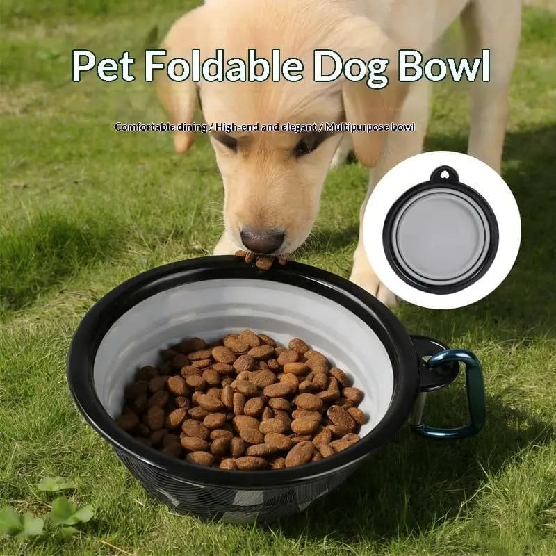Ciotola Pieghevole in Silicone per Animali Domestici, Portatile per Campeggio e Viaggi, con Gancio, Accessori per l'Alimentazione