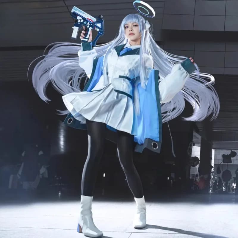 Game Blue Cosplay Archive White Shirt Coat Skirt JK School Uniform for Women Girls Halloween Carnival Party Ushio Noa Costume